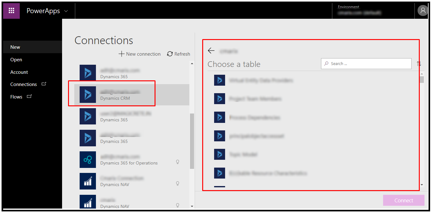 How to connect Dynamics 365 with PowerApps