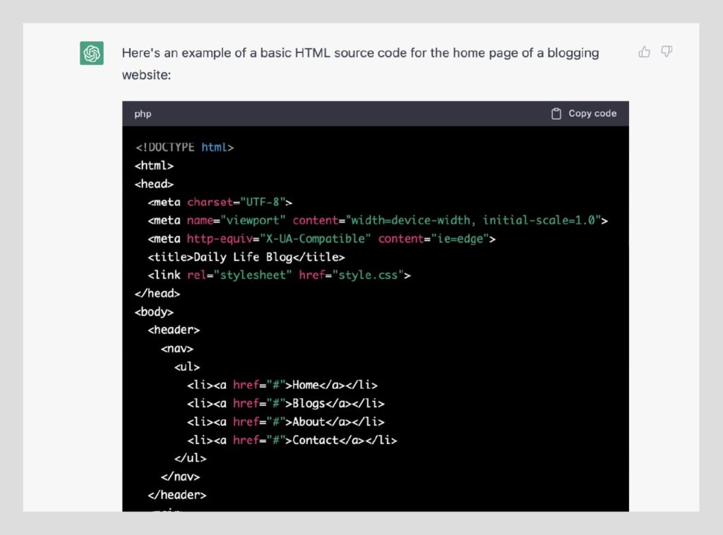 Web pages expect from Chat GPT