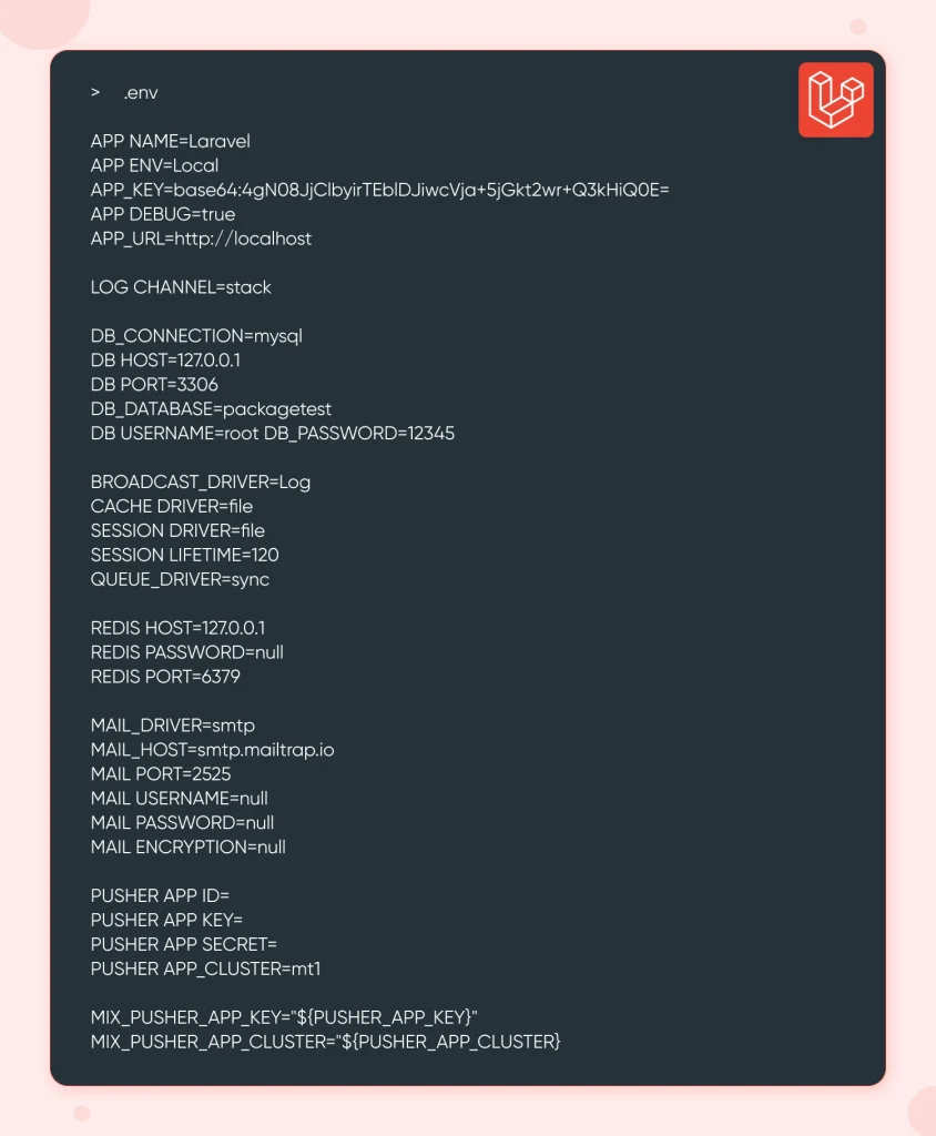Laravel code .env