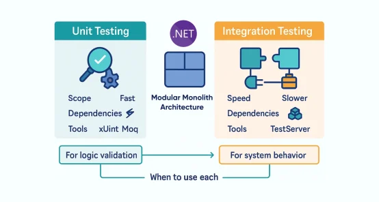 How to Perform Unit and Integration Testing in Modular Monoliths (.NET)?